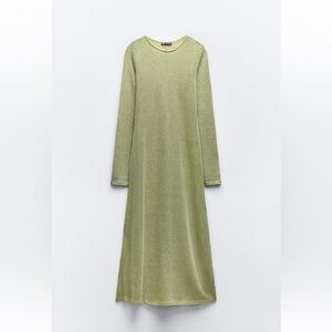 Zara Green Dress with Metallic Thread